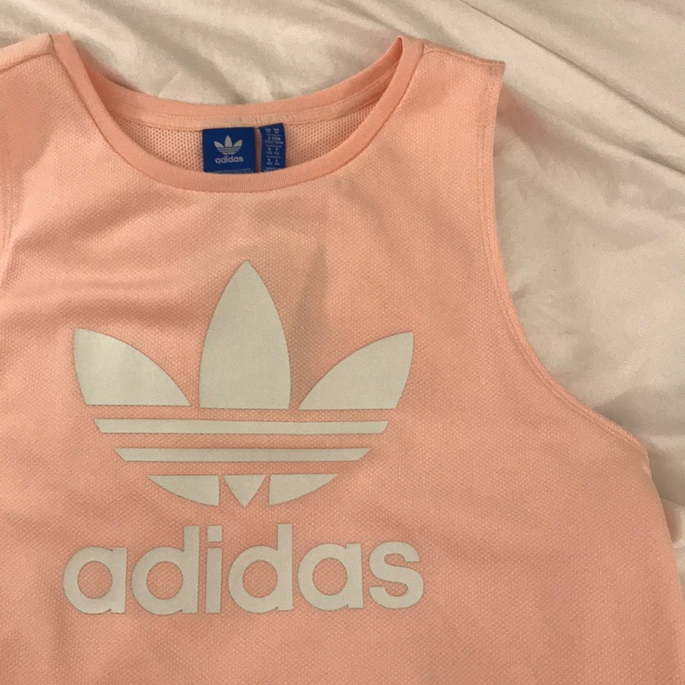 NWT Baby Pink Adidas Trefoil Tank size Med
